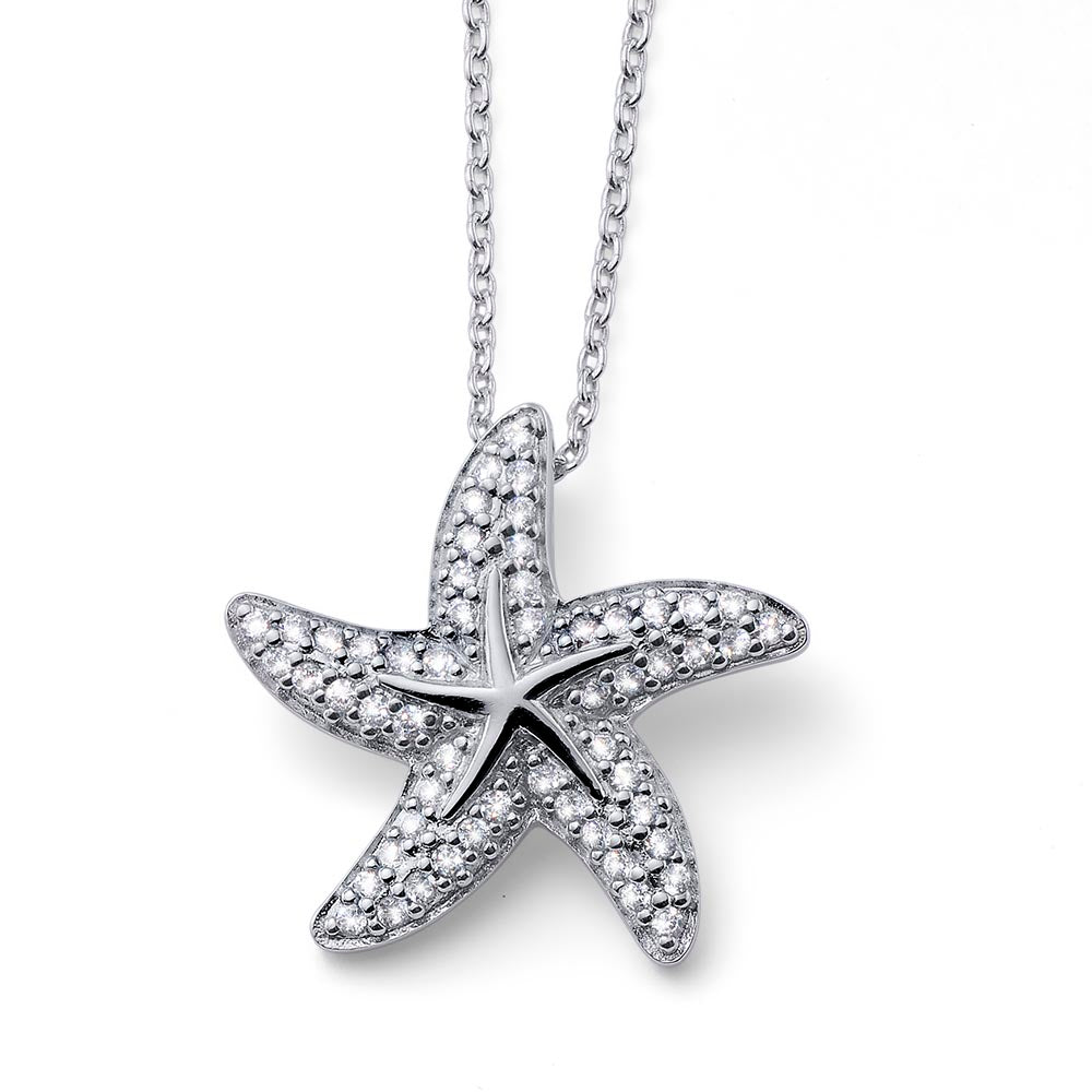CRYSTalp -  Okouzlující stříbrný náhrdelník Hvězdice s krystaly 30536.S