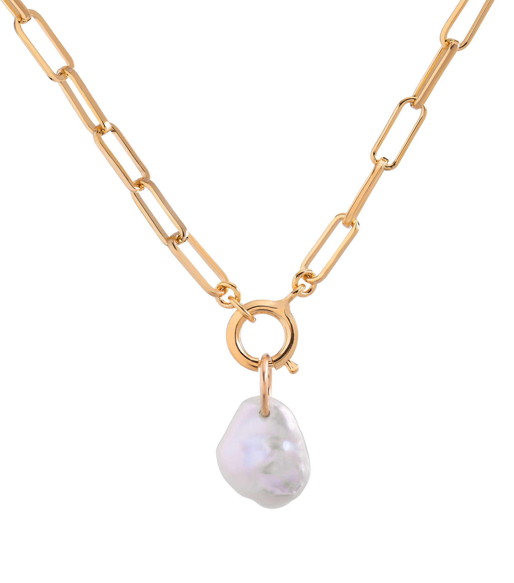 Decadorn Elegantní pozlacený náhrdelník s pravou perlou Sea Chunky