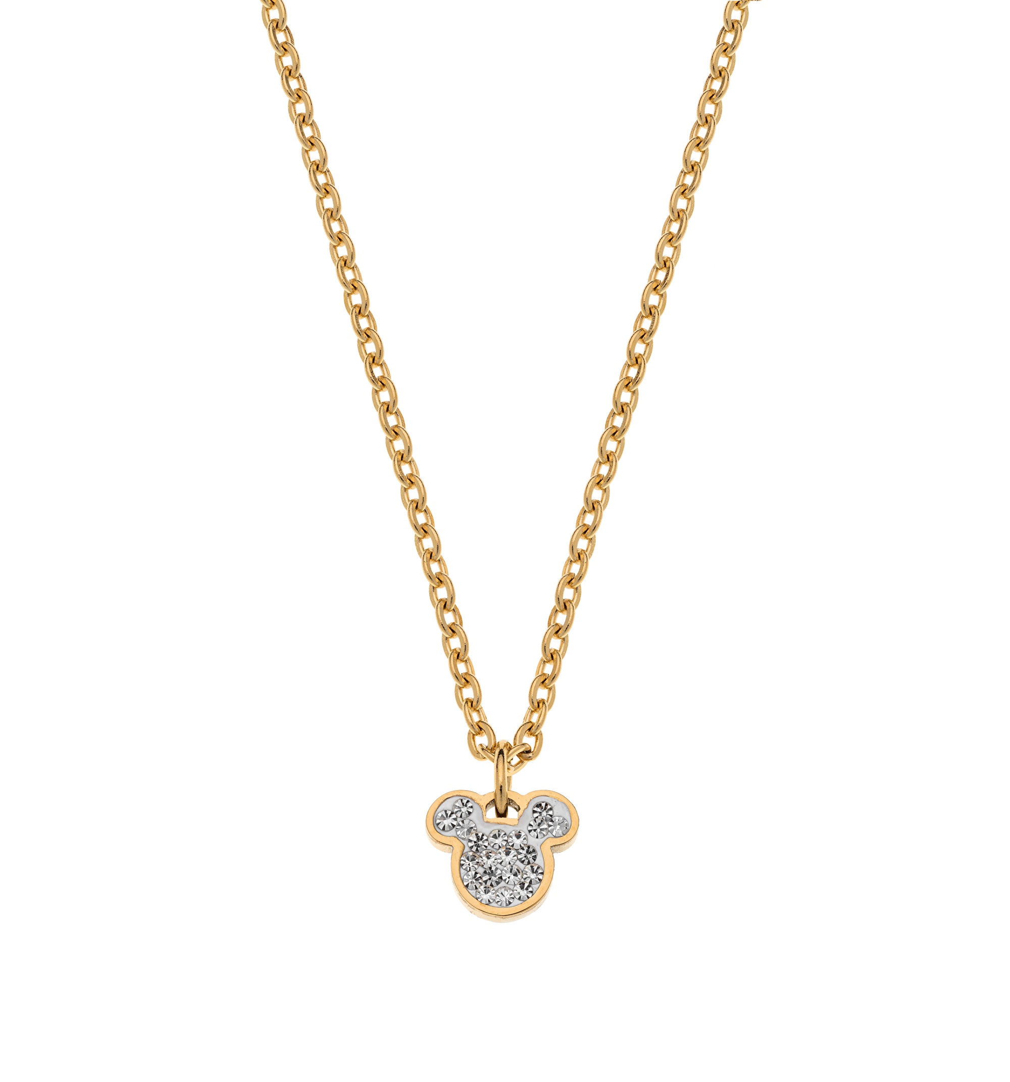 Disney Půvabný pozlacený náhrdelník Mickey and Minnie Mouse N600581YRWL-B.CS (řetízek, přívěsek)
