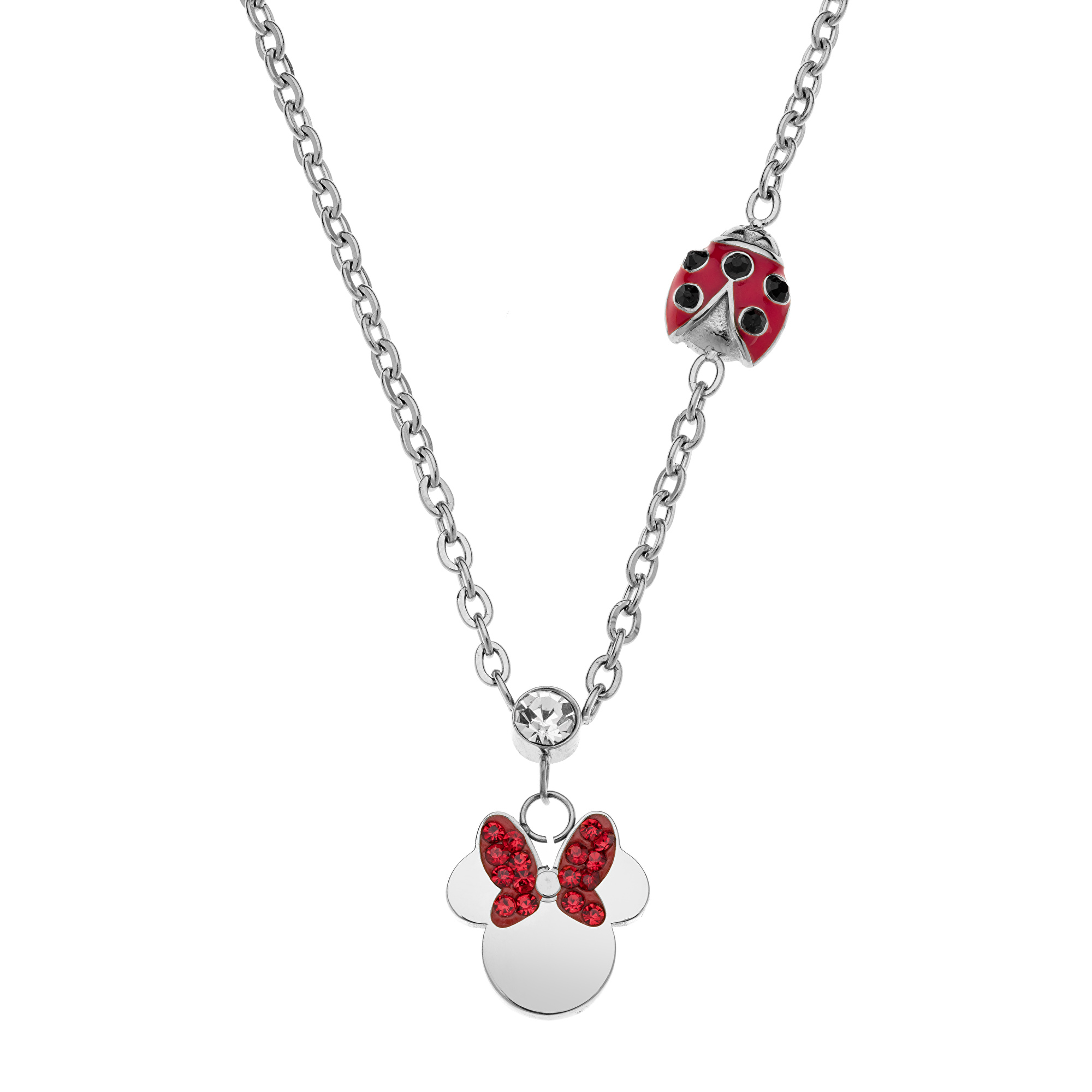 Disney -  Slušivý ocelový náhrdelník s přívěsky Minnie Mouse N600605RRL-157.CS