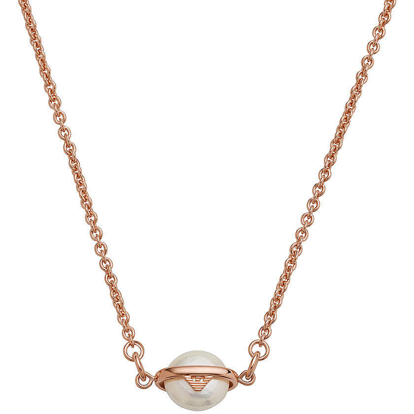 Emporio Armani -  Stylový bronzový náhrdelník s perlou EG3532221