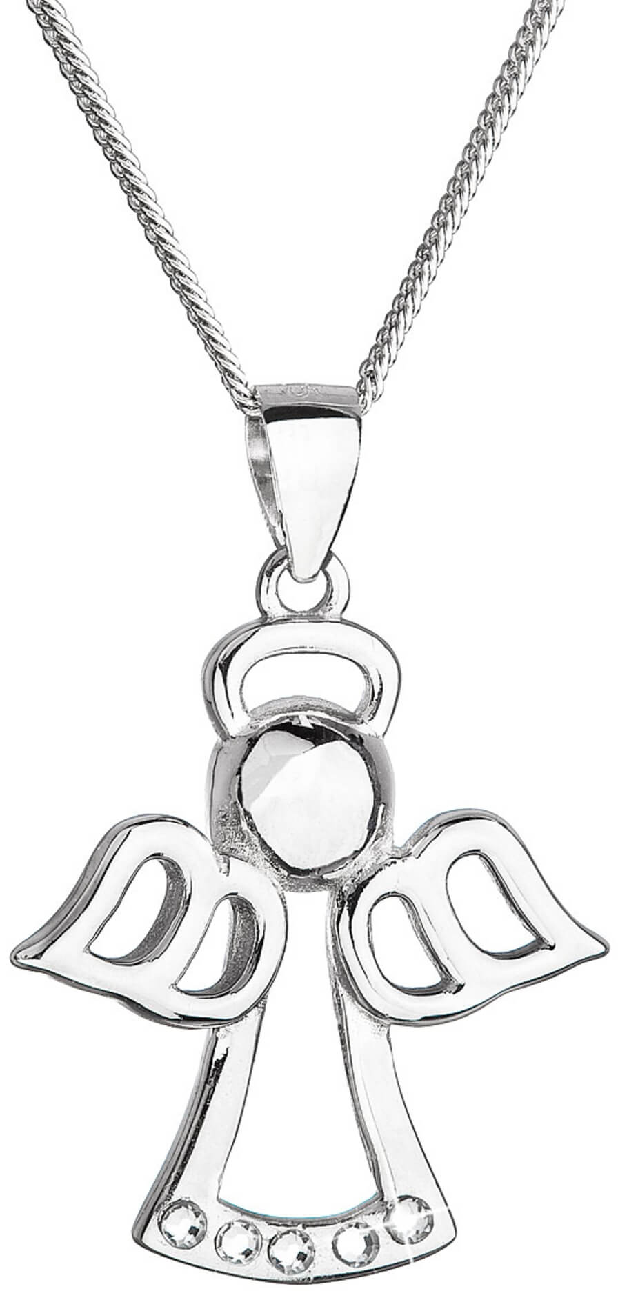 Evolution Group Krásny strieborný náhrdelník Anjelik s kryštálmi Swarovski 32076.1 (retiazka, prívesok)
