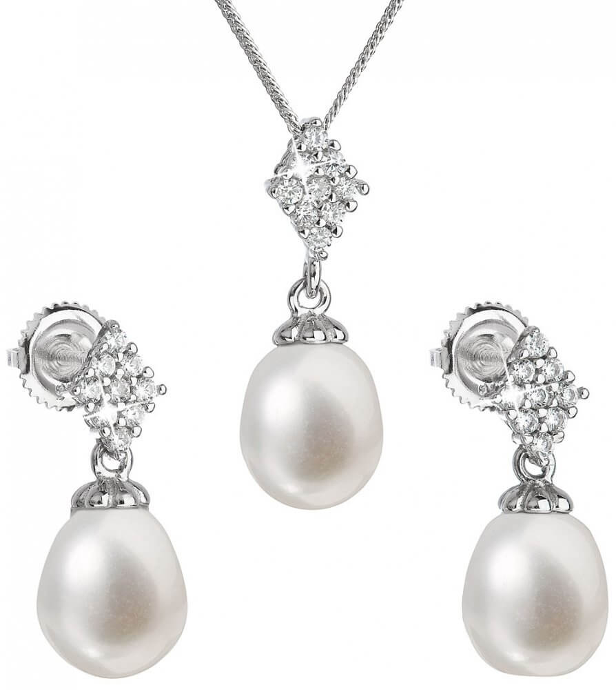 Evolution Group Luxusní stříbrná souprava s pravými perlami Pavona 29018.1 (náušnice, řetízek, přívěsek)