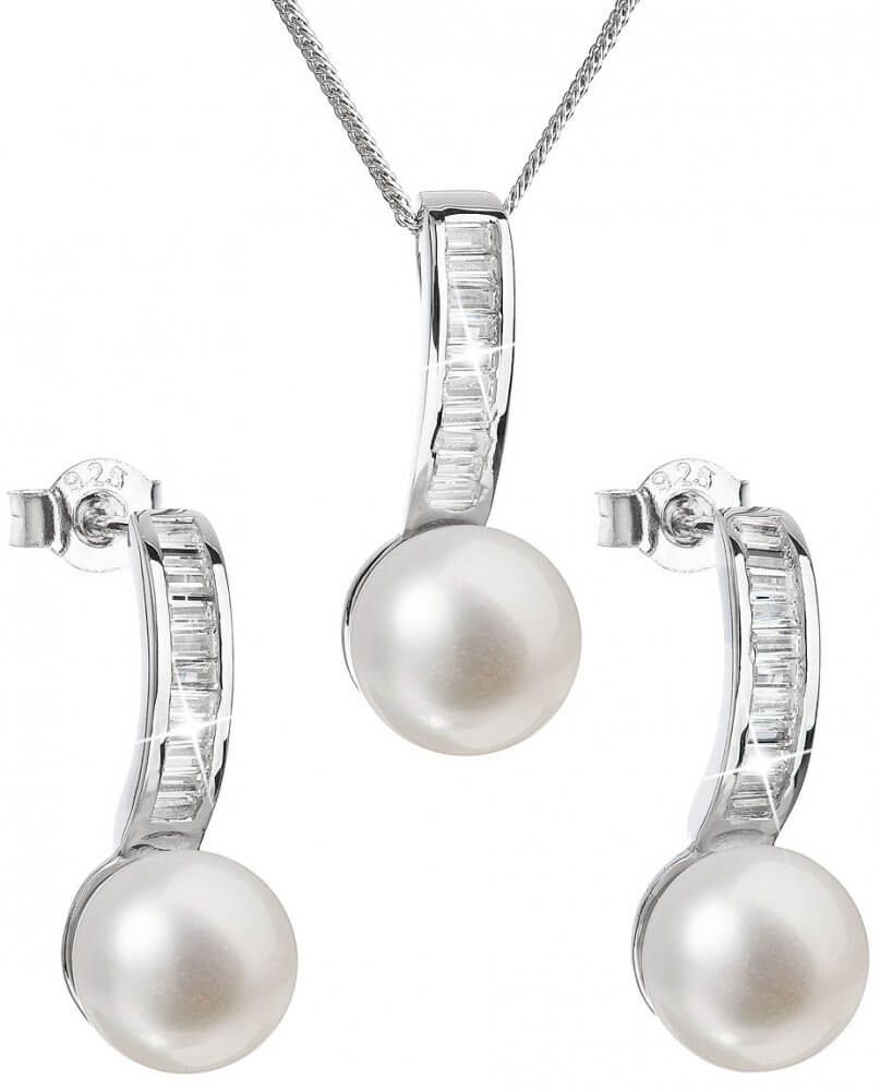 Evolution Group Luxusní stříbrná souprava s pravými perlami Pavona 29019.1 (náušnice, řetízek, přívěsek)