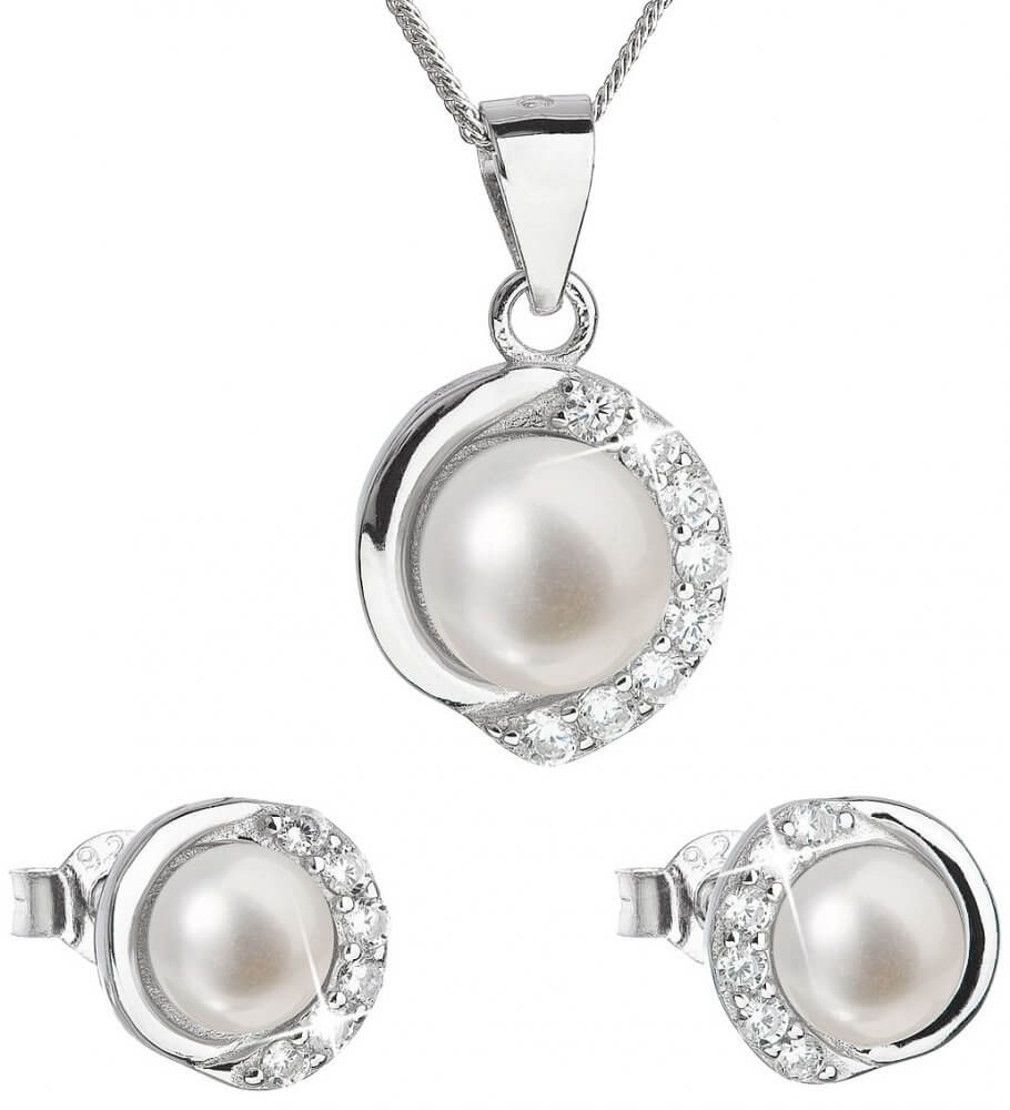 Evolution Group -  Luxusní stříbrná souprava s pravými perlami Pavona 29022.1 (náušnice, řetízek, přívěsek)