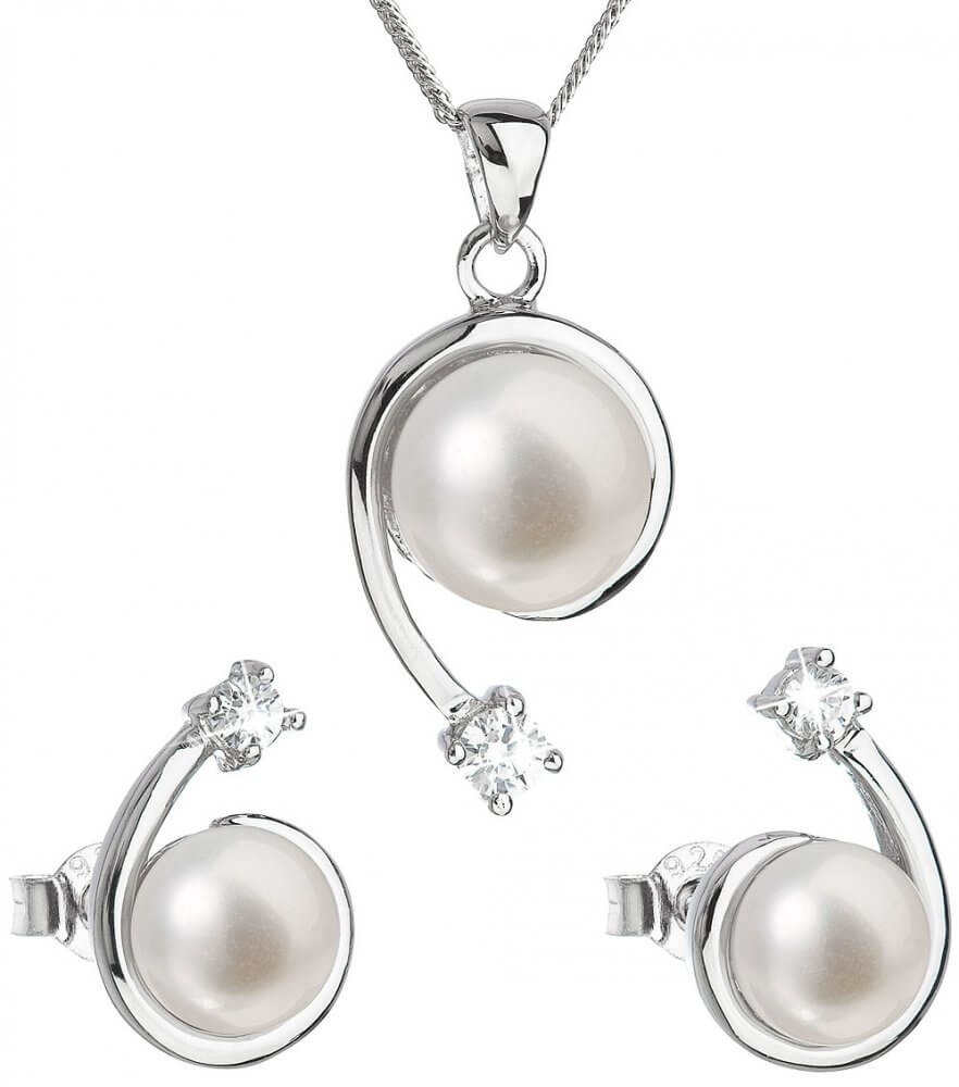 Evolution Group -  Luxusní stříbrná souprava s pravými perlami Pavona 29031.1 (náušnice, řetízek, přívěsek)