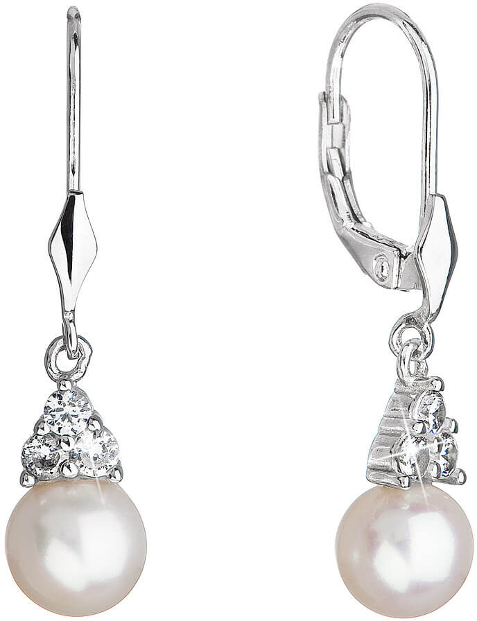 Evolution Group Luxusní stříbrné náušnice s pravými perlami 21062.1