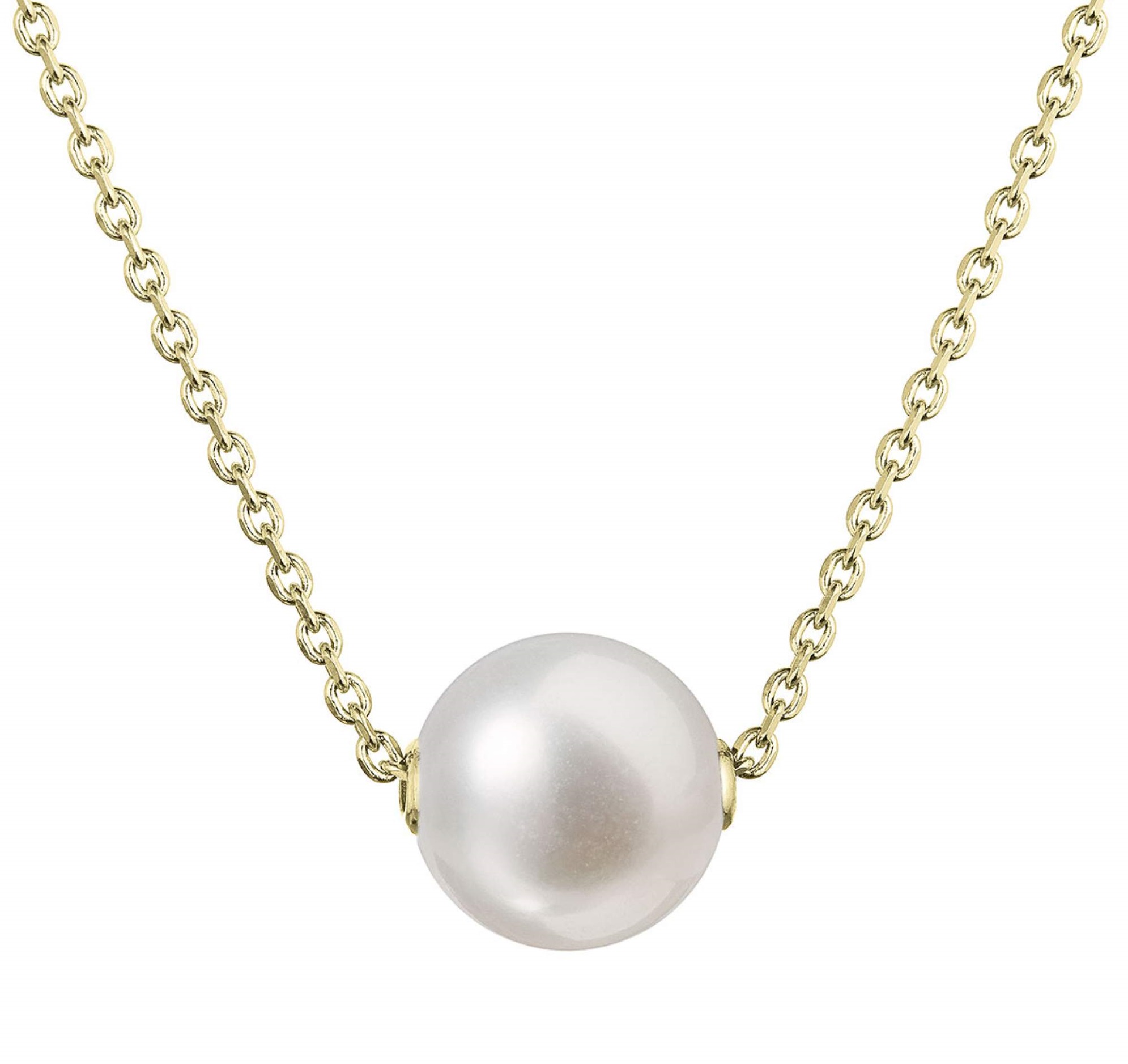 Evolution Group Pozlátený dámsky náhrdelník s pravou riečnou perlou 22047.1