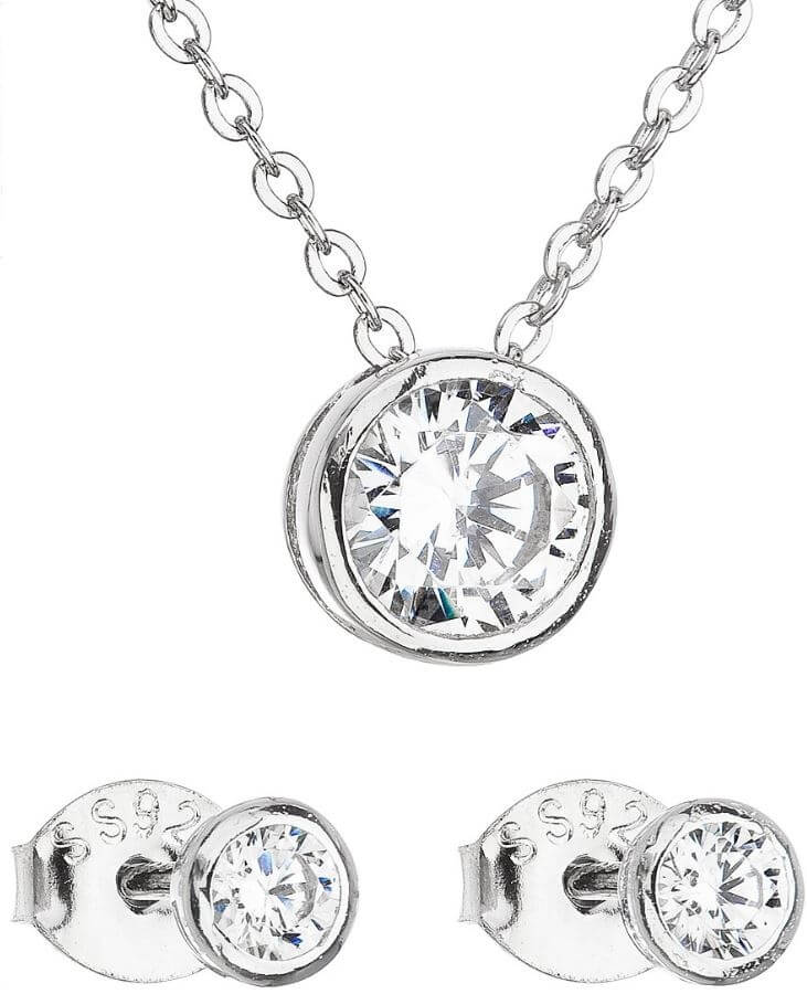 Evolution Group Sada šperkov so zirkónom náušnice a náhrdelník 19007.1