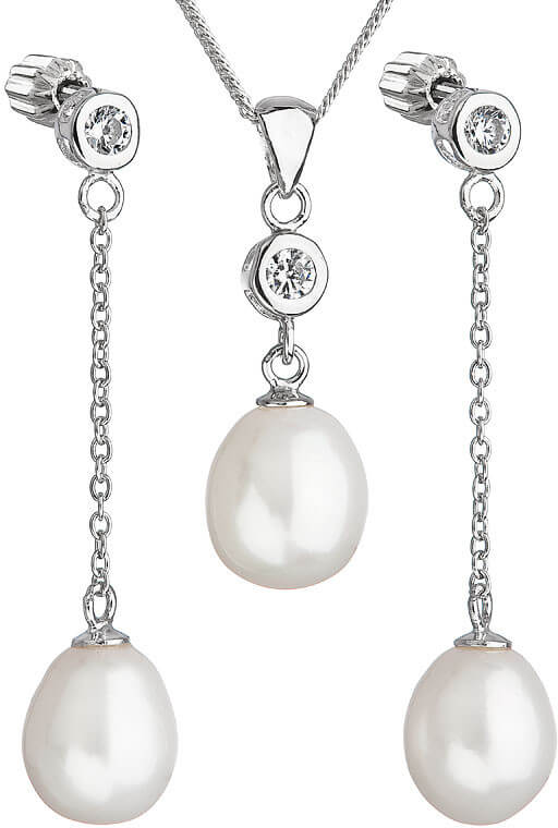 Evolution Group -  Stříbrná perlová sada se zirkony Pavona 29005.1 AAA bílá (náušnice, řetízek, přívěsek)