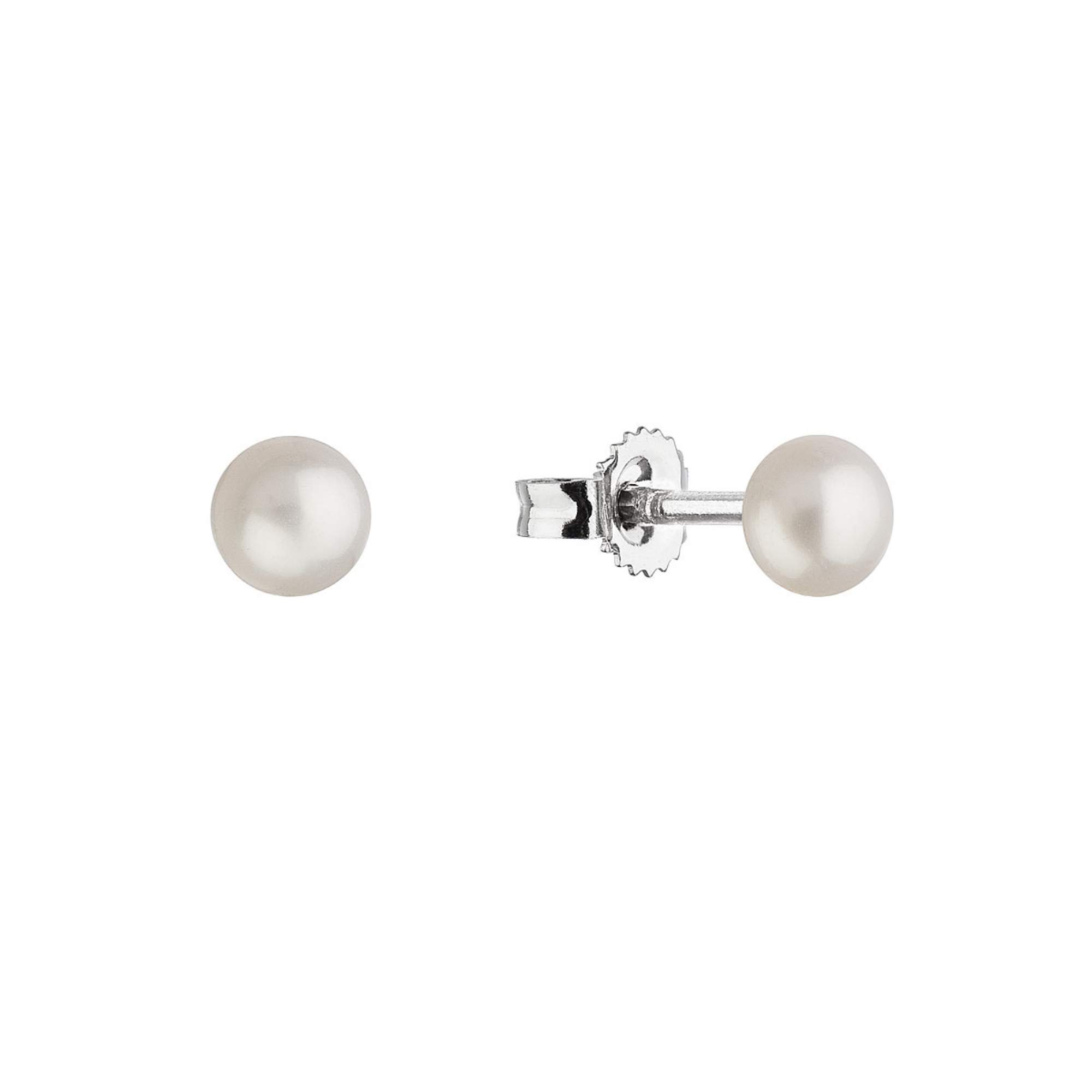 Evolution Group -  Stříbrné náušnice pecky s pravými perlami 21063.1