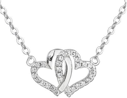 Evolution Group Stříbrný náhrdelník se zirkonem bílé srdce 12006.1