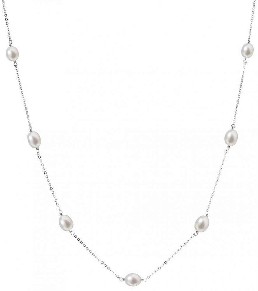 Evolution Group Strieborný náhrdelník so 7 pravými perlami Pavona 22016.1
