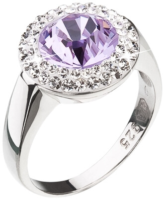 Evolution Group Stříbrný prsten s fialkovým krystalem Swarovski 35026.3 54 mm
