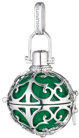 Engelsrufer Strieborný prívesok Anjelský zvonček so zelenou rolničkou ER-03 2 cm