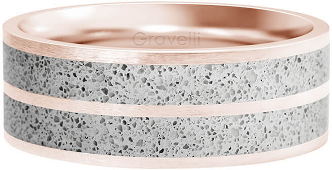 Gravelli Betonový prsten Fusion Double line bronzová/šedá GJRWRGG112 53 mm