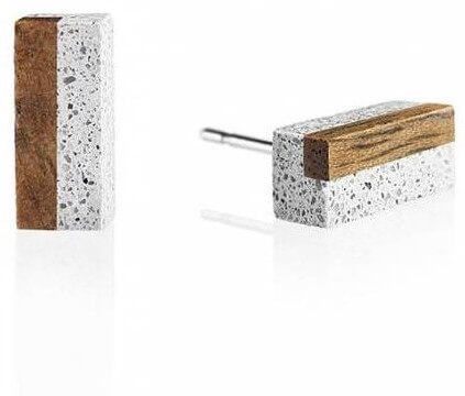 Gravelli -  Náušnice z betonu a dřeva Block Wood GJEWWOG004UN