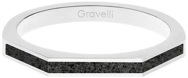 Gravelli -  Ocelový prsten s betonem Three Side ocelová/antracitová GJRWSSA123 53 mm