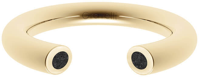 Gravelli Otvorený prsteň s betónom Open zlatá / antracitová GJRWYGA107 53 mm