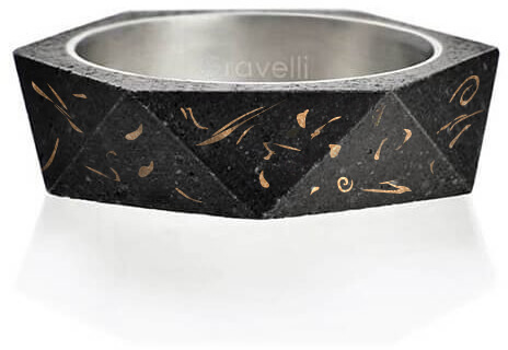 Gravelli Stylový betonový prsten Cubist Fragments Edition měděná/antracitová GJRUFCA005 53 mm
