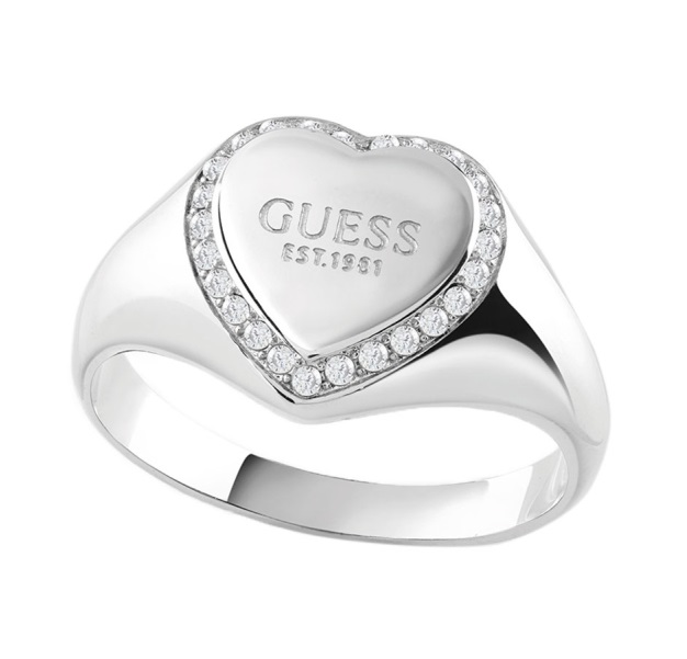 Guess Romantický oceľový prsteň Fine Heart JUBR01430JWRH 52 mm