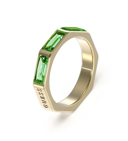 Guess Slušivý prsteň so zelenými kubickými zirkónmi JUBR03174JWYGEM52 54 mm