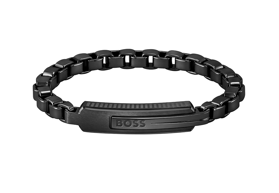 Hugo Boss -  Slušivý černý náramek Orlado 1580358 17,5 cm