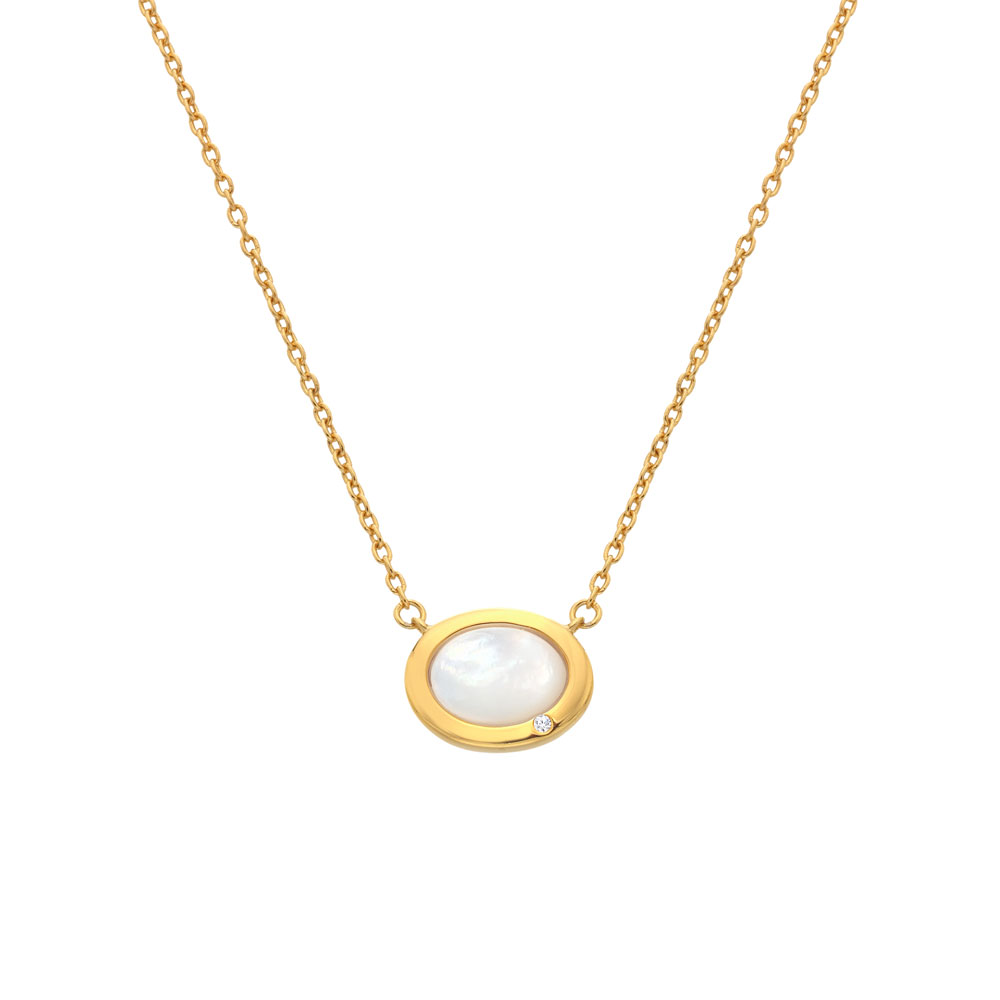 Hot Diamonds Elegantný pozlátený náhrdelník s perleťou a diamantom Gemstones DN200