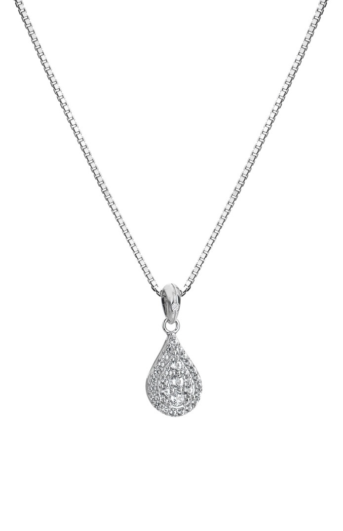 Hot Diamonds Elegantný strieborný náhrdelník s diamantom a topazy Glimmer DP913 (retiazka, prívesok)