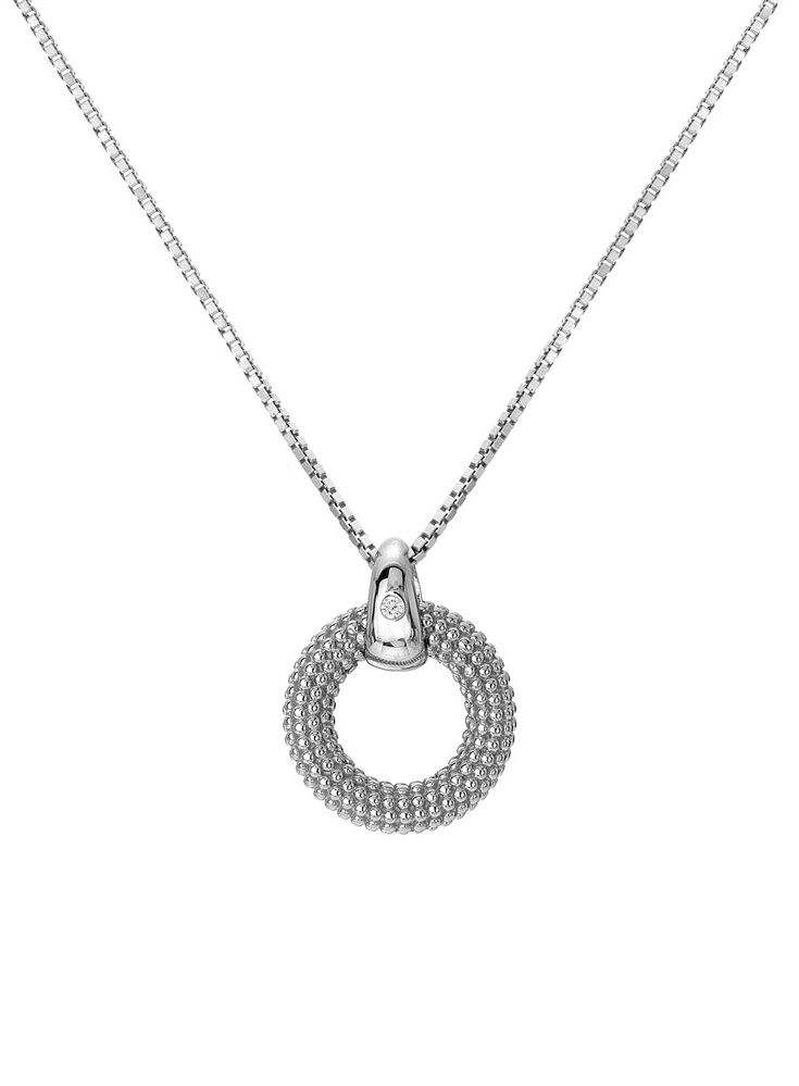 Hot Diamonds Elegantný strieborný náhrdelník s diamantom Forever DP899 (retiazka, prívesok)