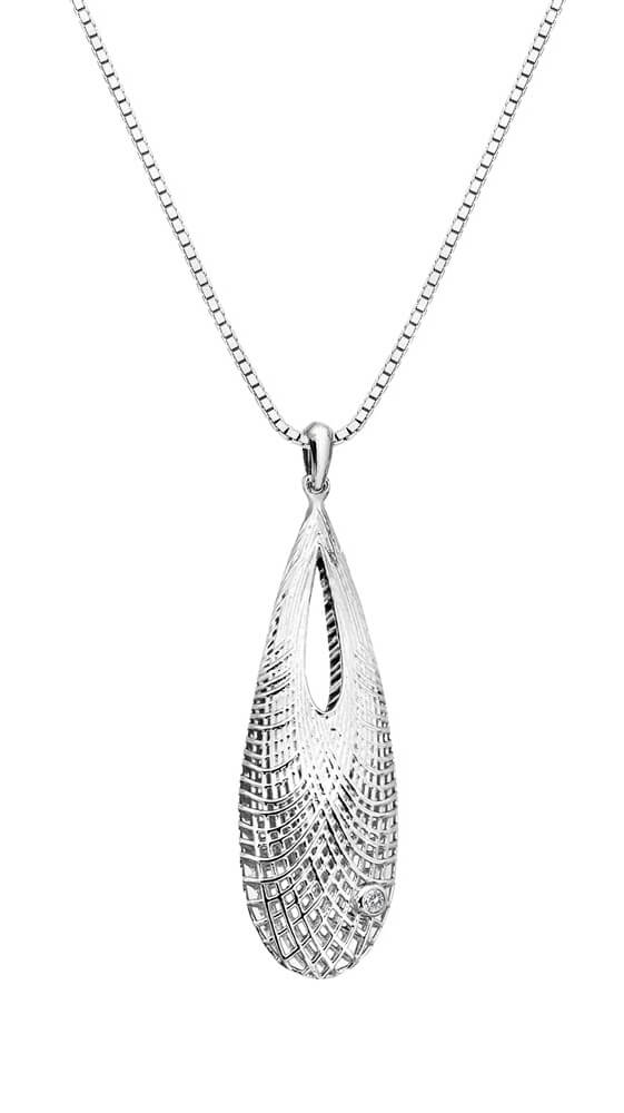 Hot Diamonds -  Elegantní stříbrný náhrdelník s diamantem Quest DP831 (řetízek, přívěsek)