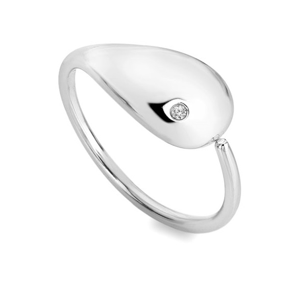 Hot Diamonds Elegantní stříbrný prsten s diamantem Tide DR281 58 mm