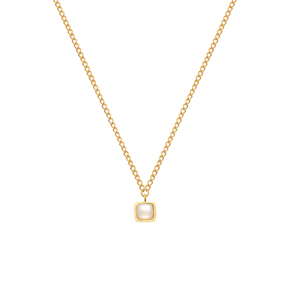 Hot Diamonds Jemný pozlátený náhrdelník s perleťou a diamantom Gemstones DN198