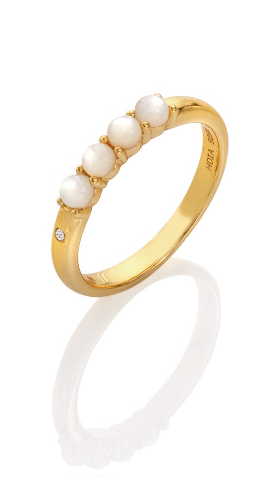 Hot Diamonds Krásný pozlacený prsten s diamantem a perličkami Jac Jossa Soul DR252 56 mm