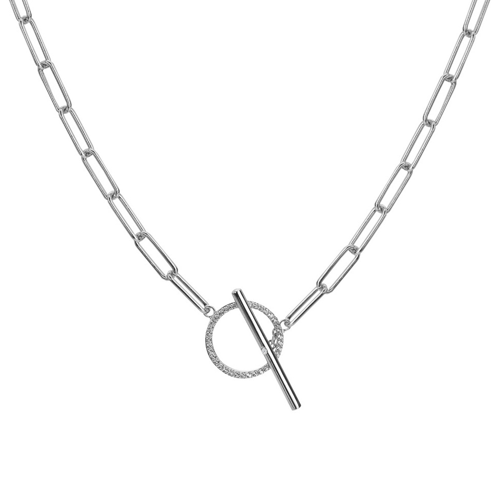 Hot Diamonds Minimalistický strieborný náhrdelník s diamantom a topazmi Linked DN171