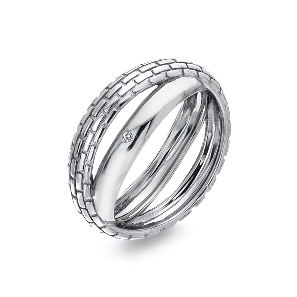 Hot Diamonds Originální stříbrný prsten s diamantem Woven DR235 58 mm
