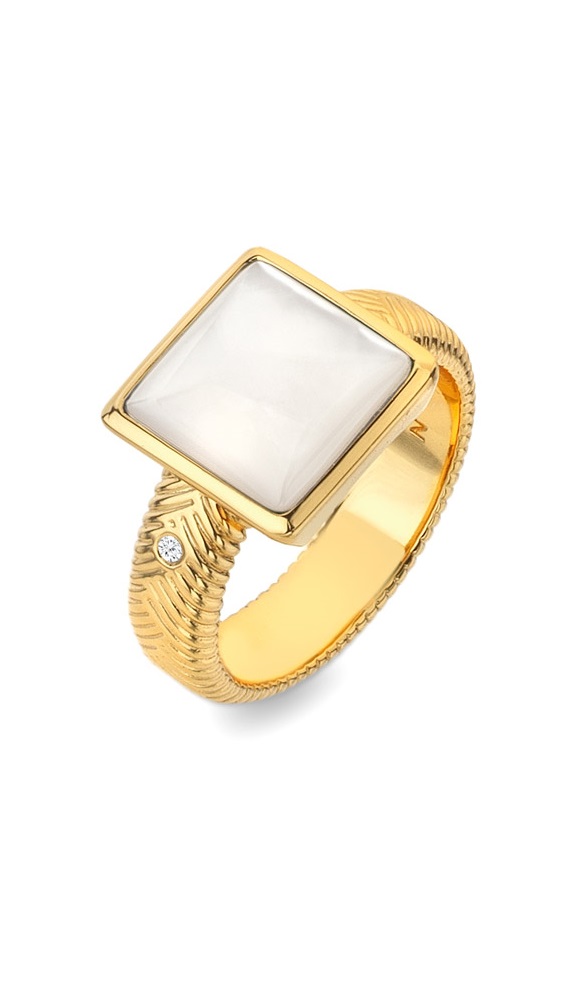 Hot Diamonds Pozlacený prsten s diamantem a perletí Jac Jossa Soul DR247 54 mm