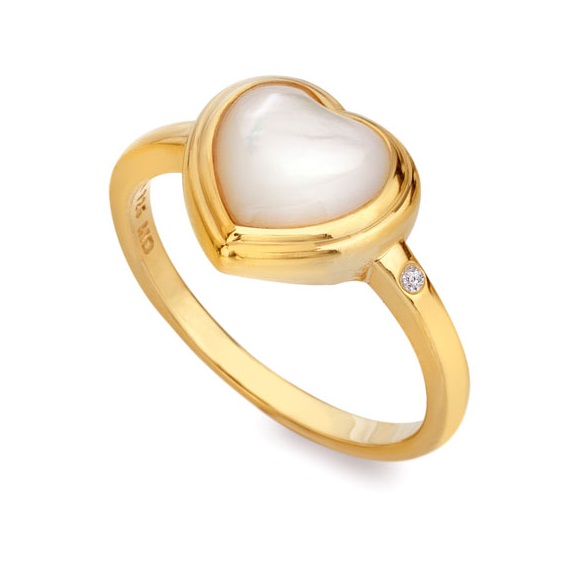 Hot Diamonds Pozlátený prsteň s diamantom a perleťou Jac Jossa Soul DR284 54 mm