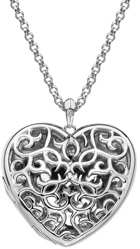 Hot Diamonds Nežný náhrdelník pre ženy Large Heart Filigree Locket DP669 (retiazka, prívesok)