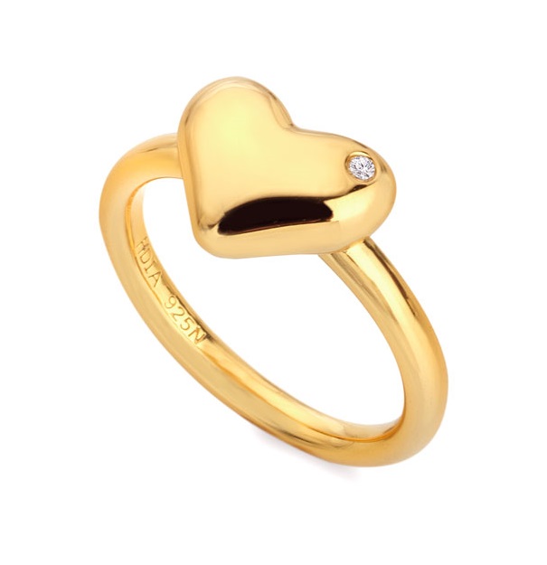 Hot Diamonds Romantický pozlátený prsteň s diamantom Jac Jossa Soul DR276 52 mm