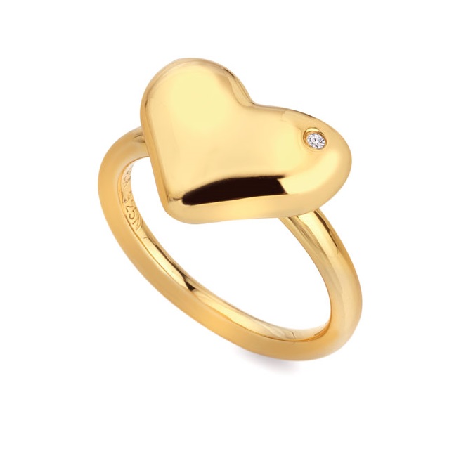 Hot Diamonds -  Romantický pozlacený prsten s diamantem Jac Jossa Soul DR277 54 mm