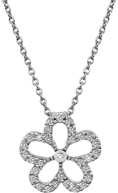 Hot Diamonds -  Stříbrný náhrdelník s pravým diamantem Daisy DP720 (řetízek, přívěsek)