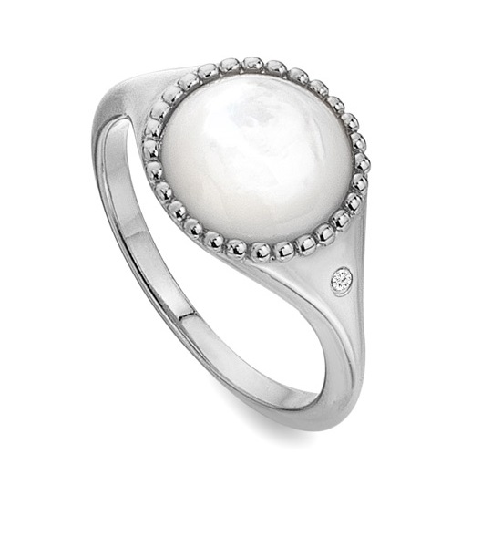 Hot Diamonds Strieborný prsteň s diamantom a perleťou Most Loved DR258 58 mm
