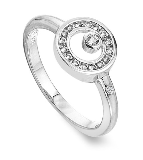 Hot Diamonds Třpytivý stříbrný prsten s diamantem a topazy Orbit DR259 58 mm