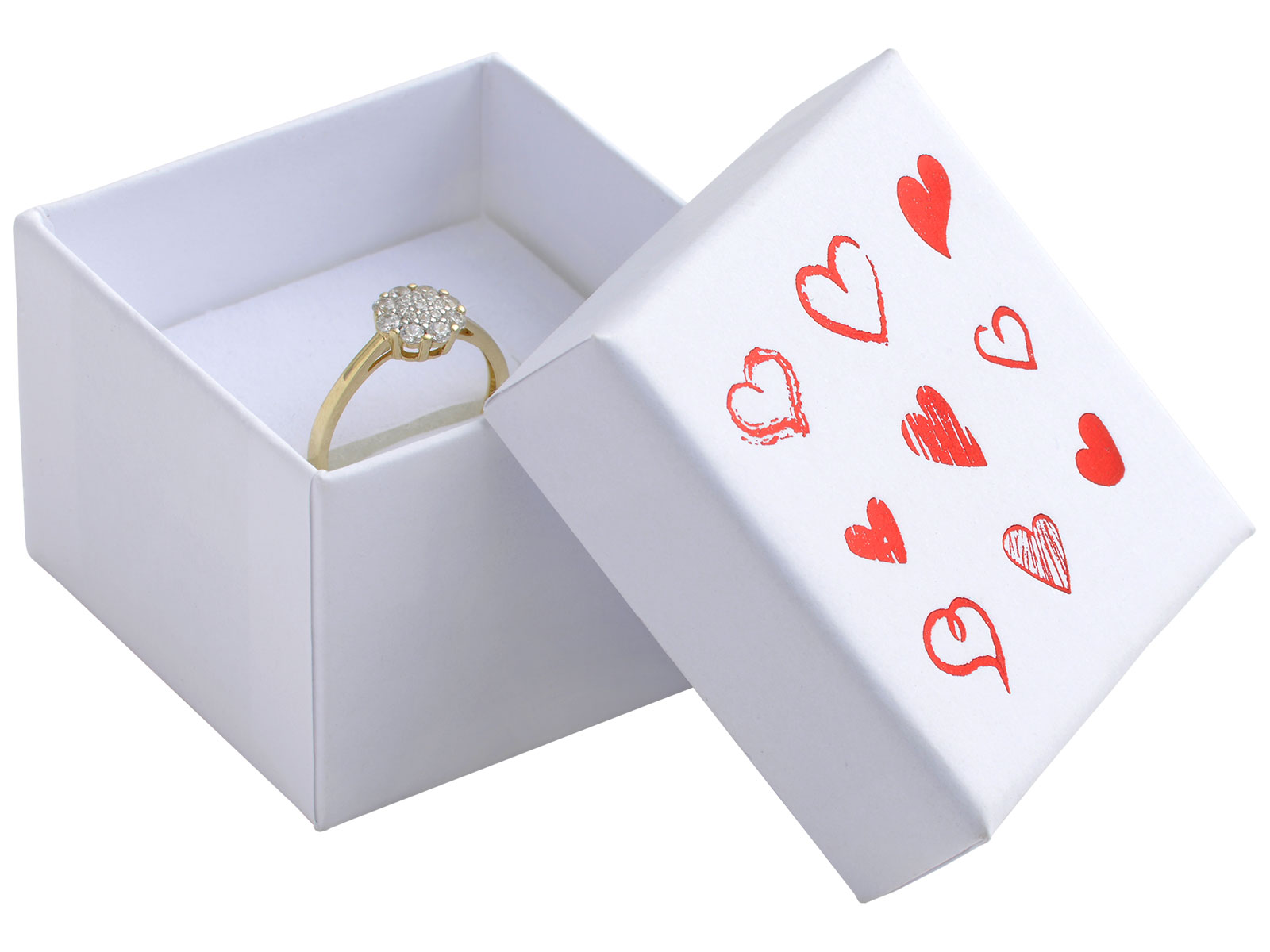 JK Box -  Bílá dárková krabička na šperky se srdíčky HRT-3/A1/A7