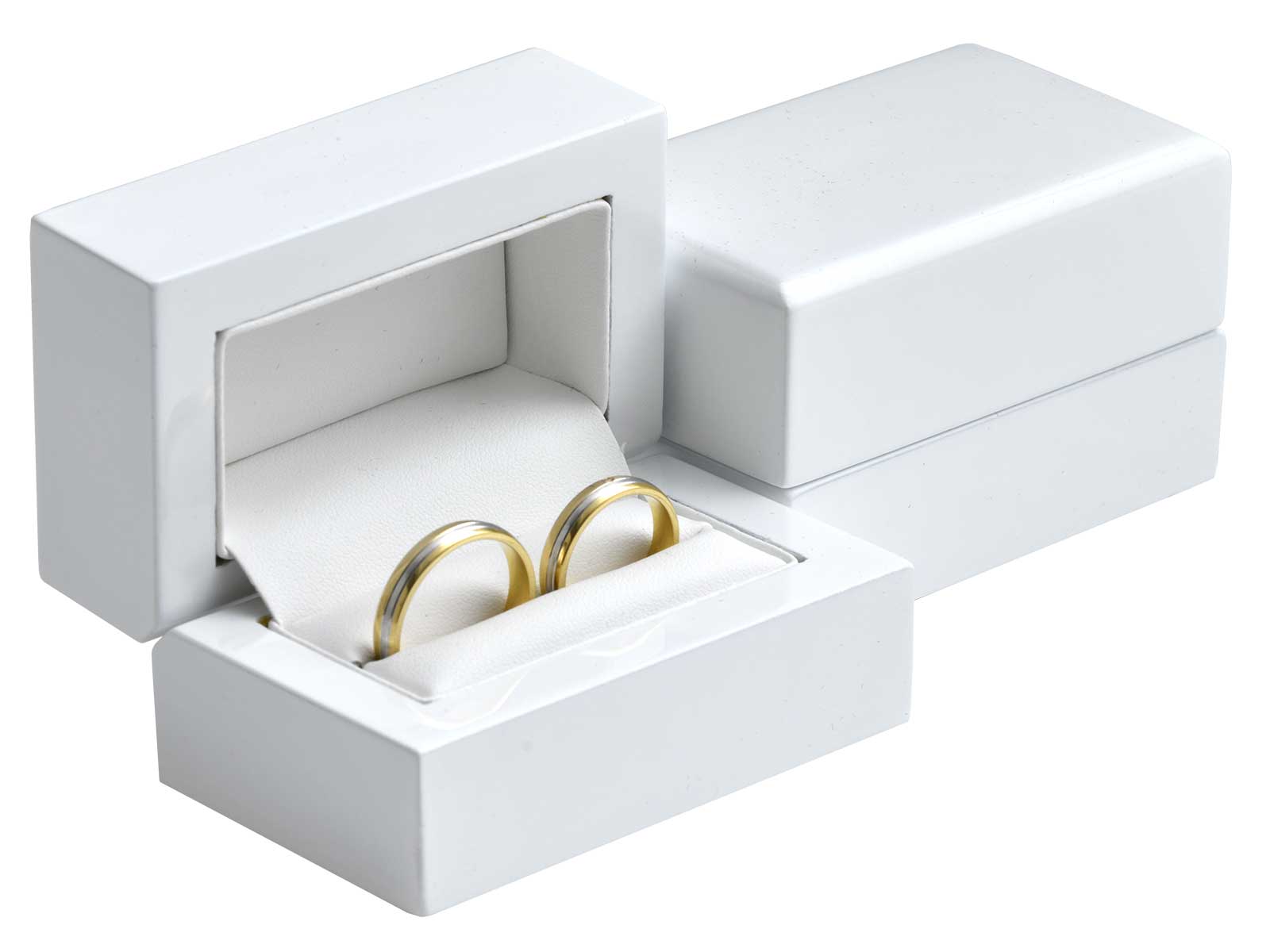 JK Box -  Dřevěná bílá krabička na snubní prsteny DD-3/A1