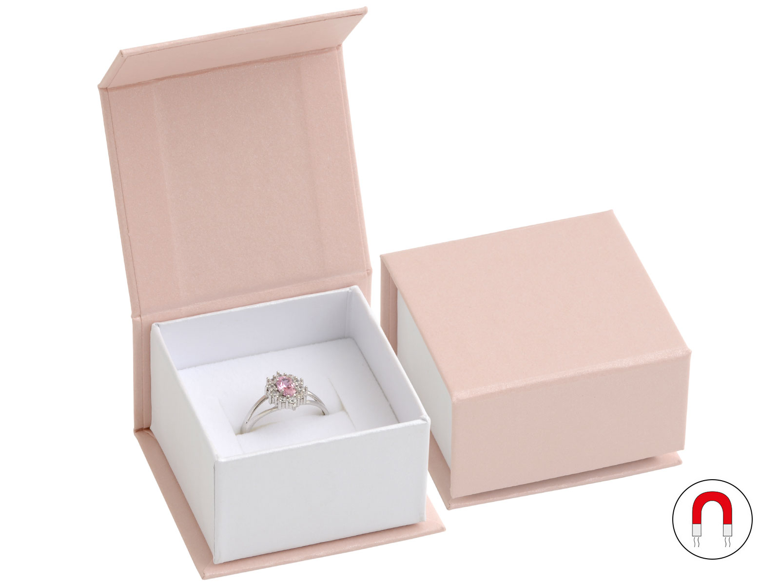 JK Box -  Pudrově růžová dárková krabička na prsten nebo náušnice VG-3/A5/A1
