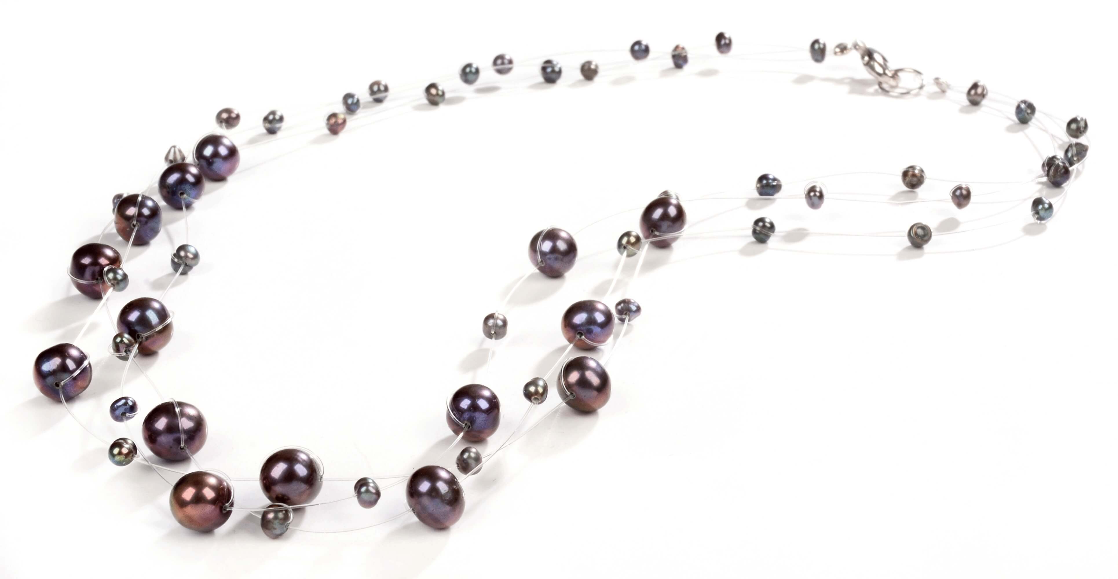JwL Luxury Pearls -  Náhrdelník z levitujících tmavých pravých perel JL0325