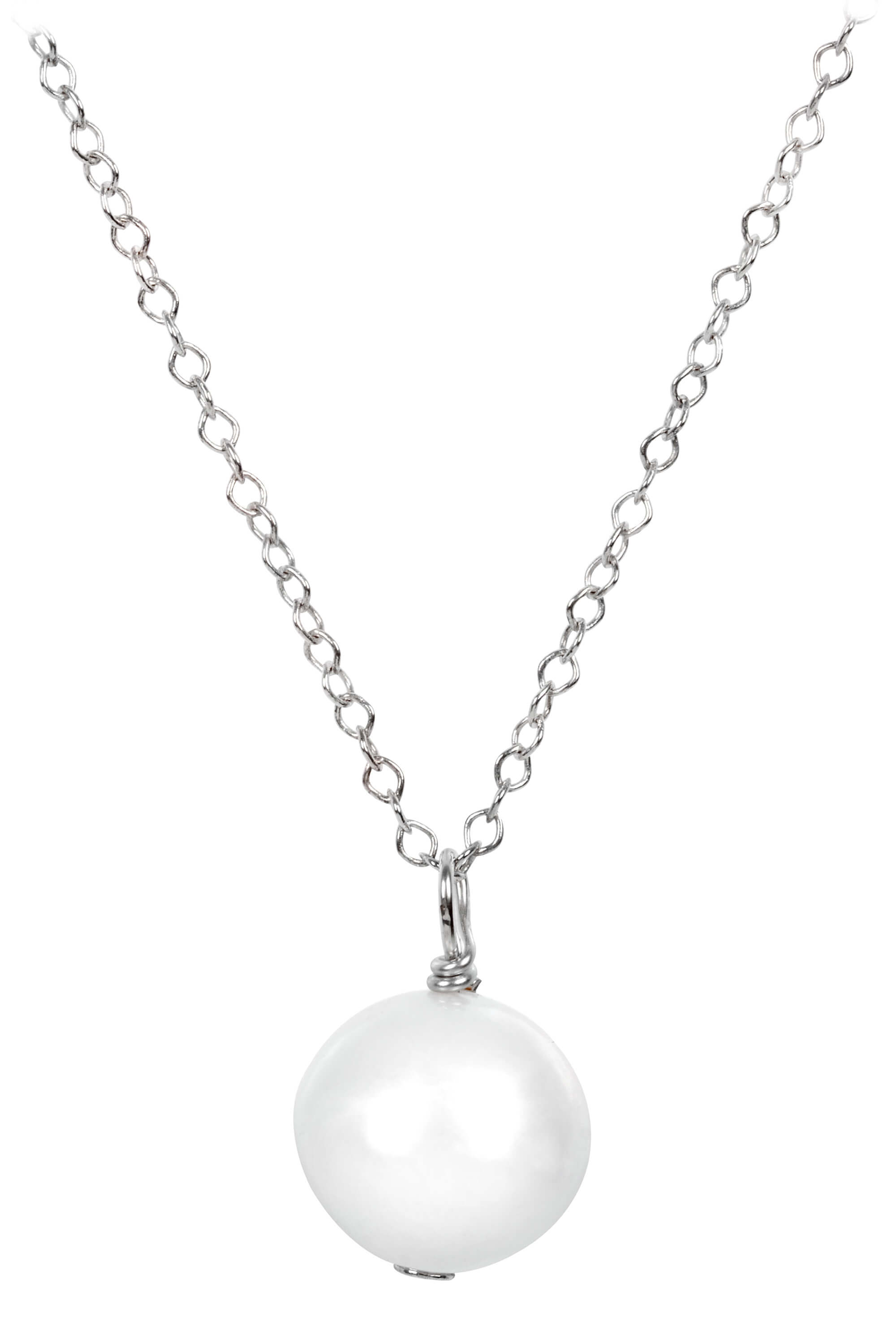 JwL Luxury Pearls -  Pravá perla bílé barvy na stříbrném řetízku JL0087 (řetízek, přívěsek)