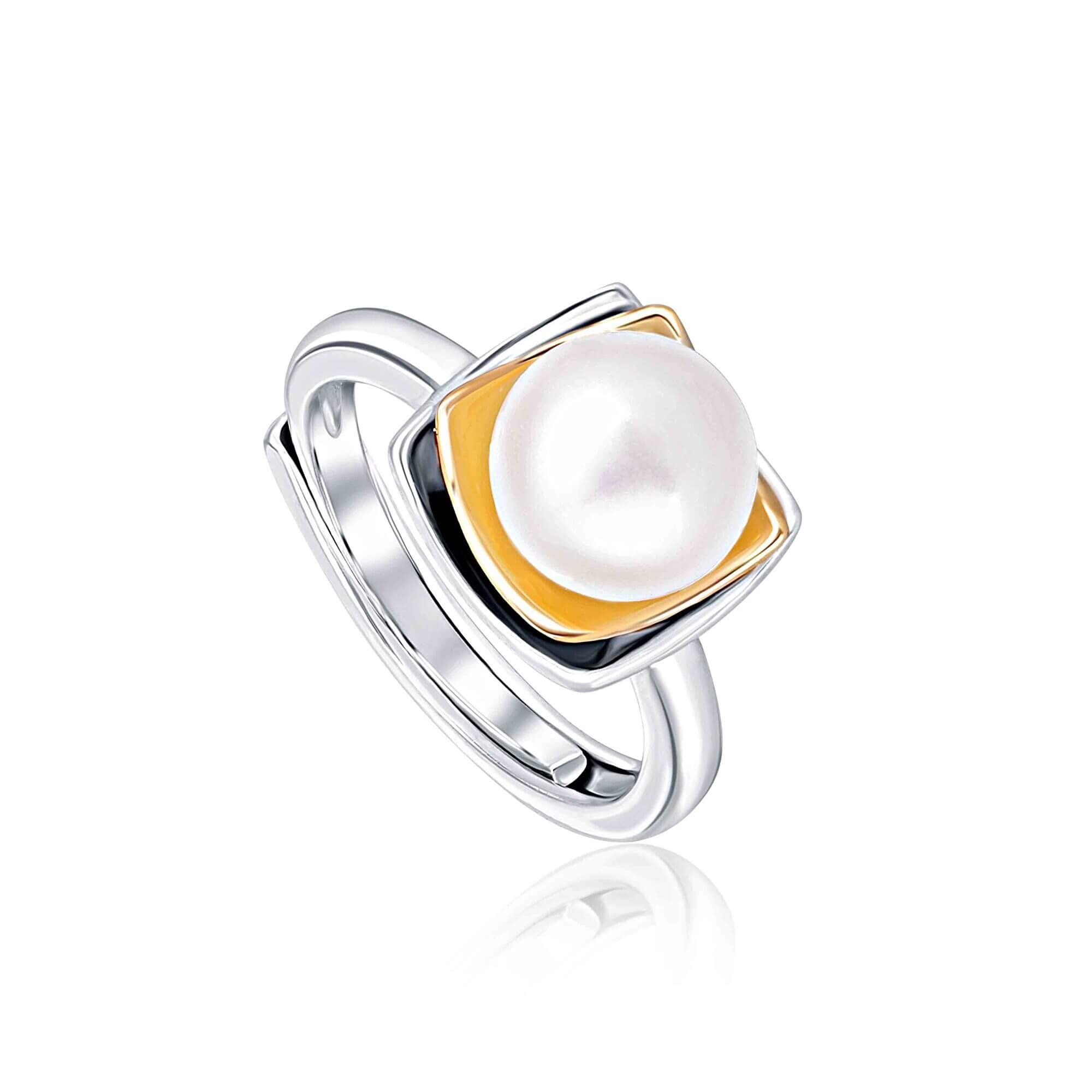 JwL Luxury Pearls -  Bicolor stříbrný prsten s pravou perlou JL0623